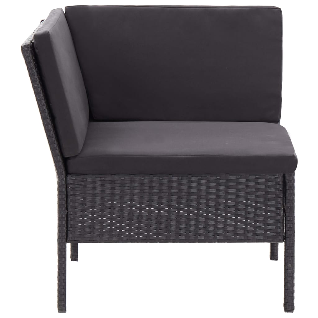 3 részes fekete polyrattan kerti ülőgarnitúra párnákkal