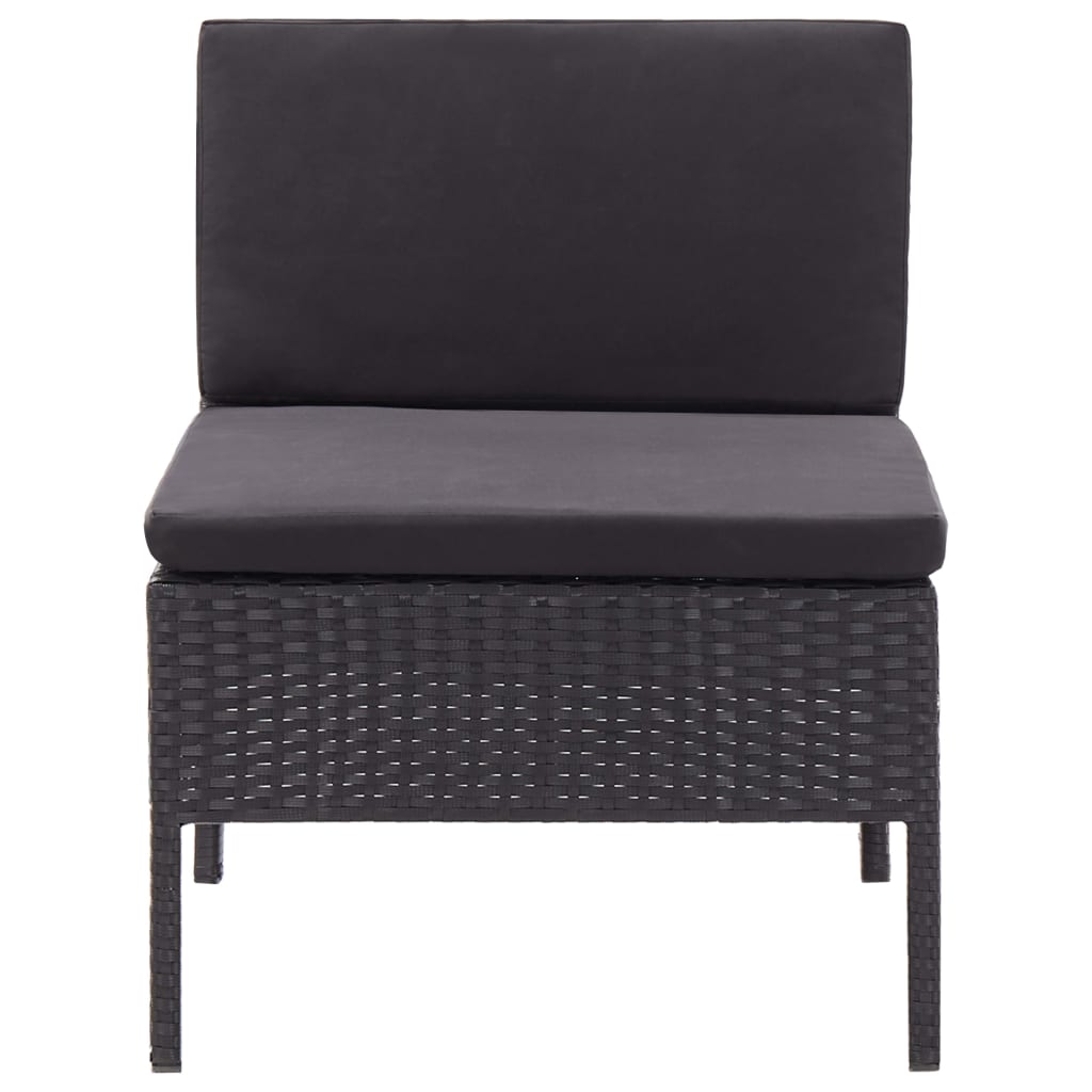 3 részes fekete polyrattan kerti ülőgarnitúra párnákkal