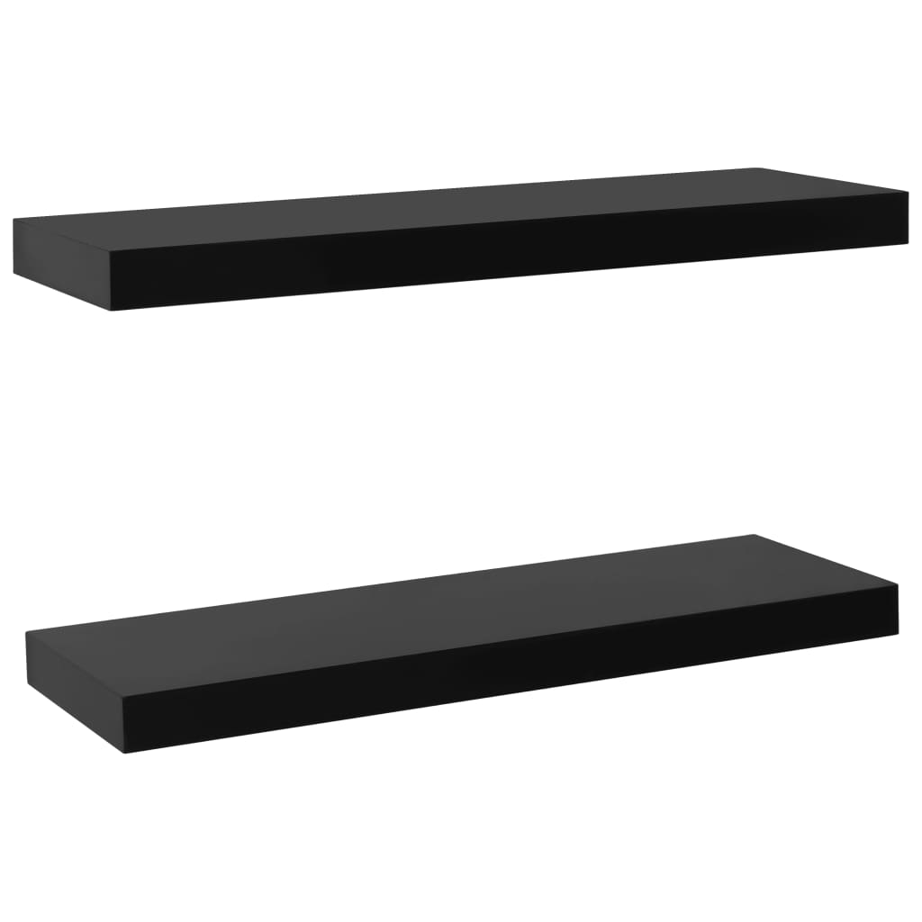 2 darab fekete lebegő fali polc 60 x 20 x 3,8 cm