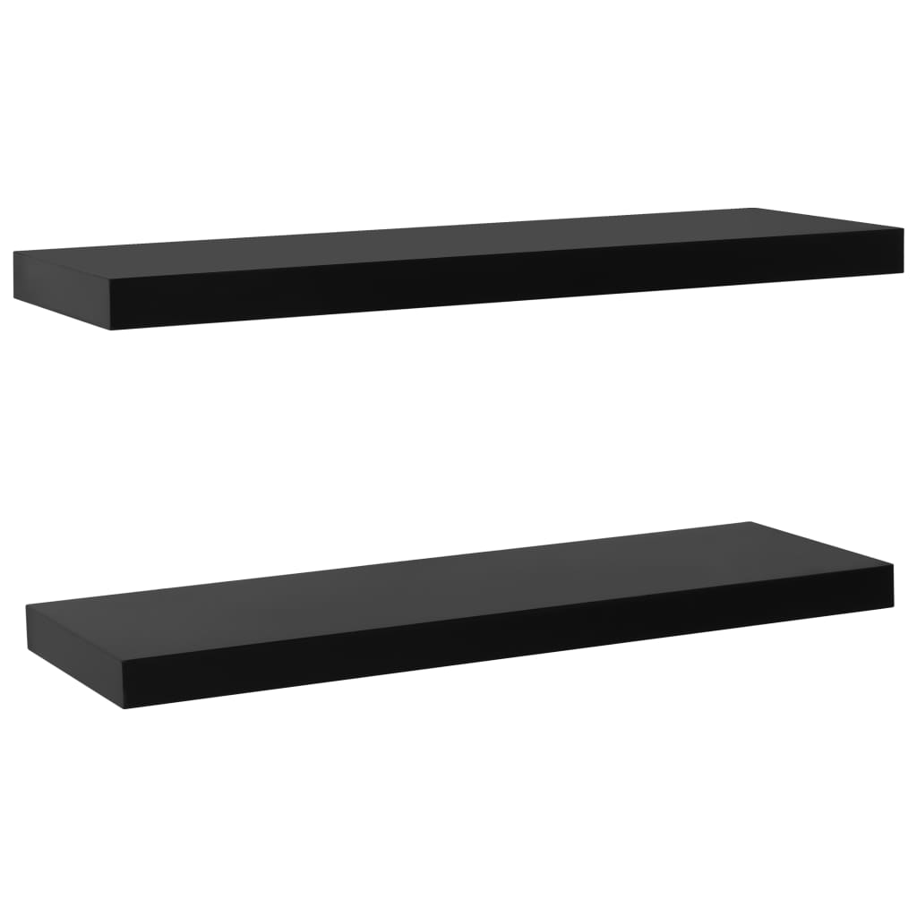 2 darab fekete lebegő fali polc 100 x 20 x 3,8 cm