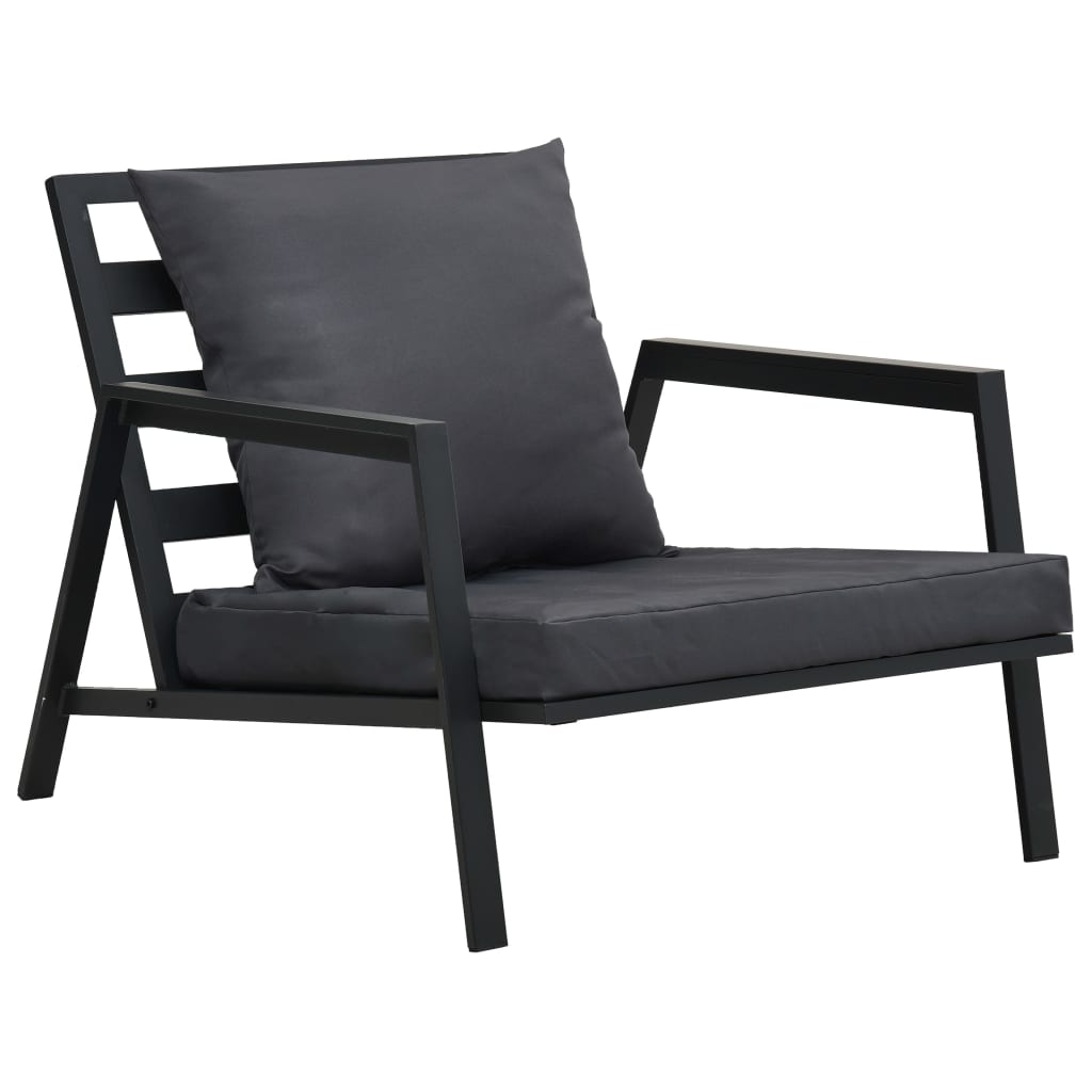 4-részes sötétszürke alumínium kerti társalgószett párnákkal