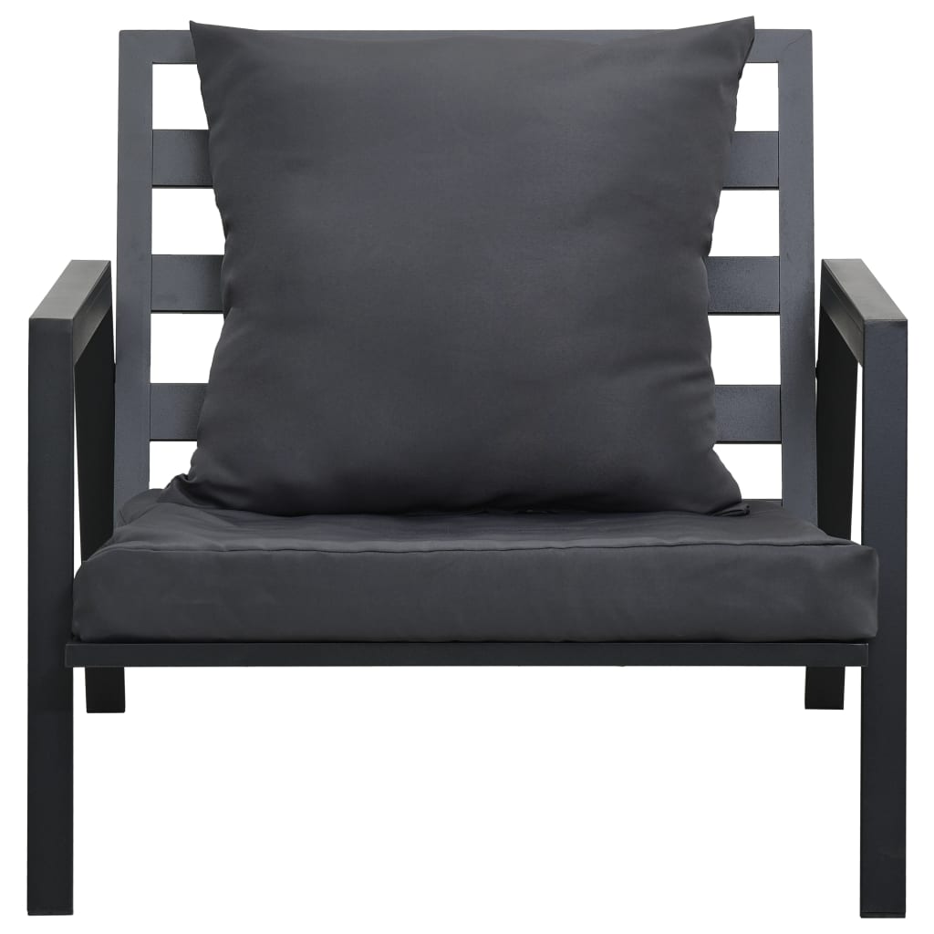 4-részes sötétszürke alumínium kerti társalgószett párnákkal