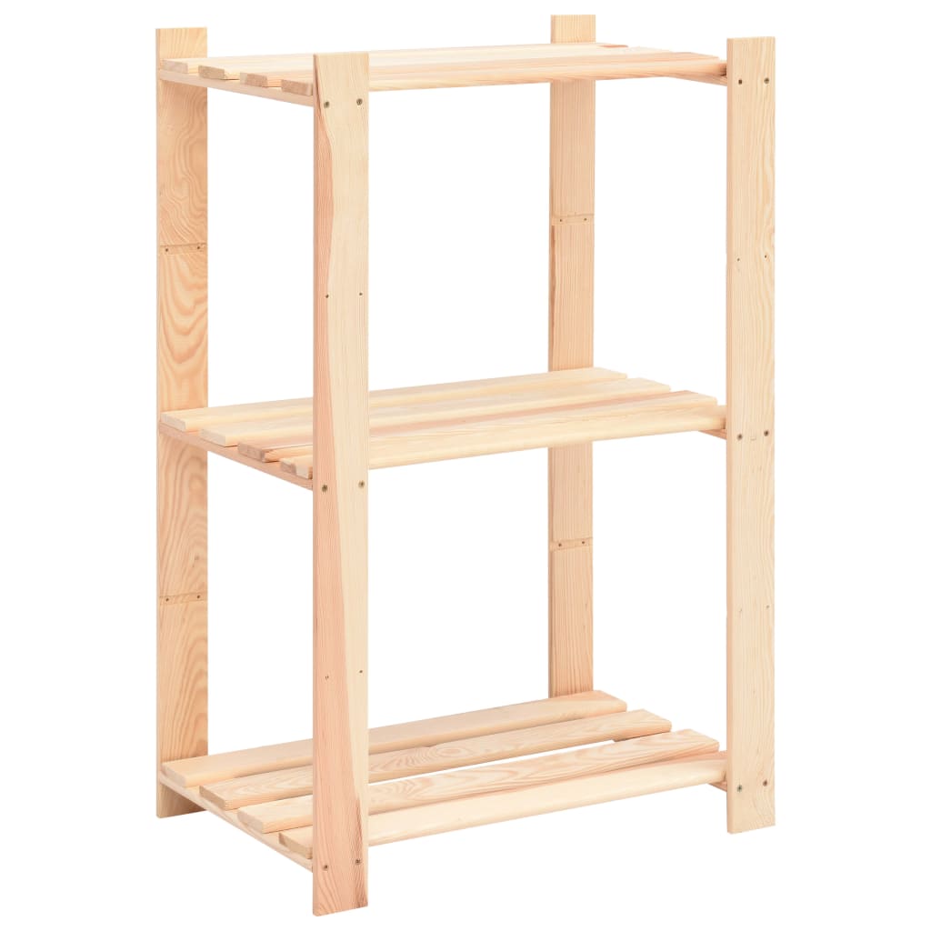 10 db 3-szintes tömör fenyőfa tárolópolc 150 kg 60 x 38 x 90 cm