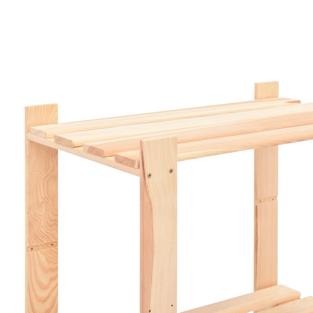 10 db 3-szintes tömör fenyőfa tárolópolc 150 kg 60 x 38 x 90 cm