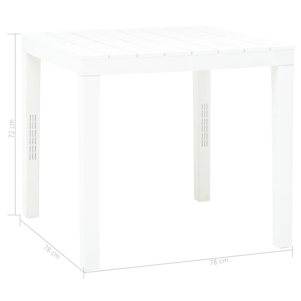 Fehér műanyag kerti asztal 78 x 78 x 72 cm Fehér műanyag kerti asztal 78 x 78 x 72 cm
