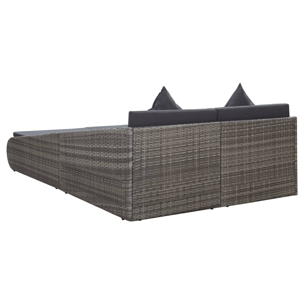 Szürke polyrattan kerti ágy 200 x 139 cm