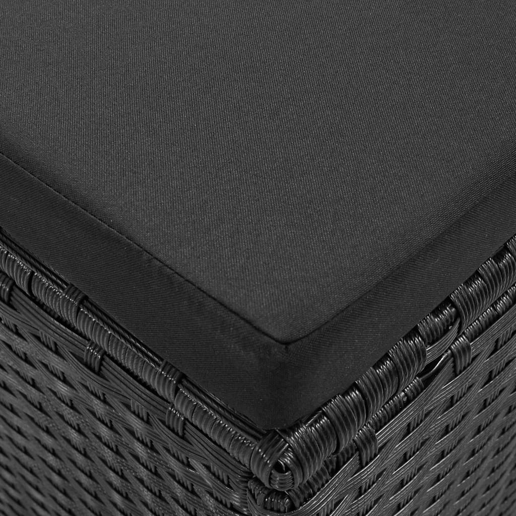 4 részes fekete polyrattan kerti bútorszett párnákkal