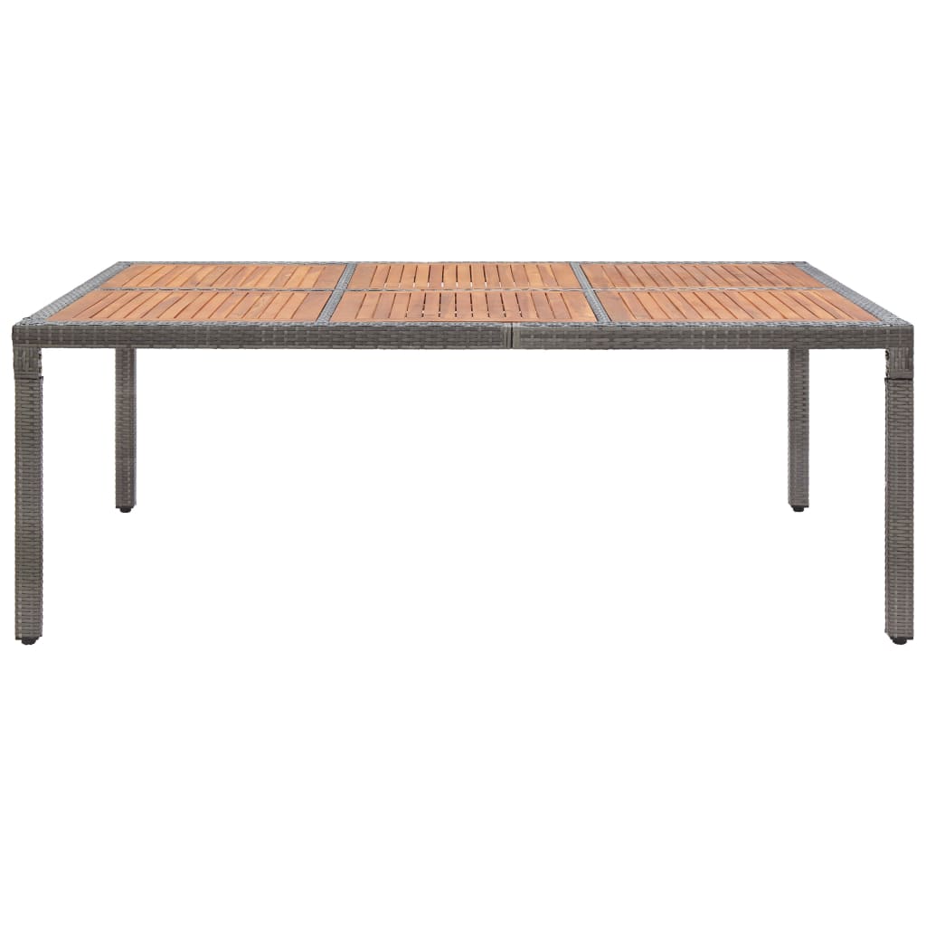 Szürke polyrattan és akácfa kerti asztal 200 x 150 x 74 cm