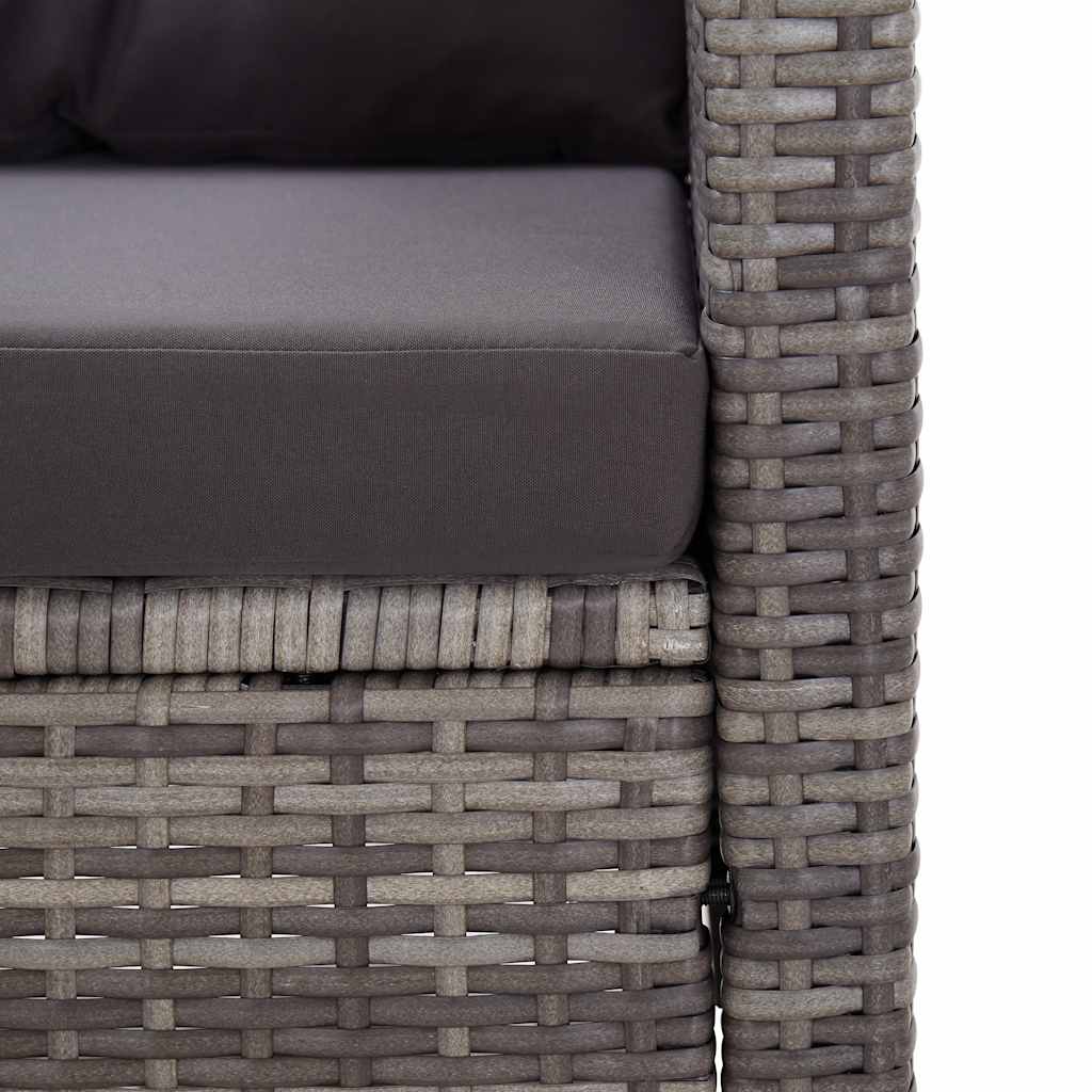 Kétszemélyes szürke polyrattan kerti kanapé párnákkal 124 cm