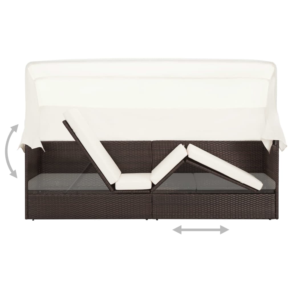 Barna polyrattan kerti kanapé napellenzővel