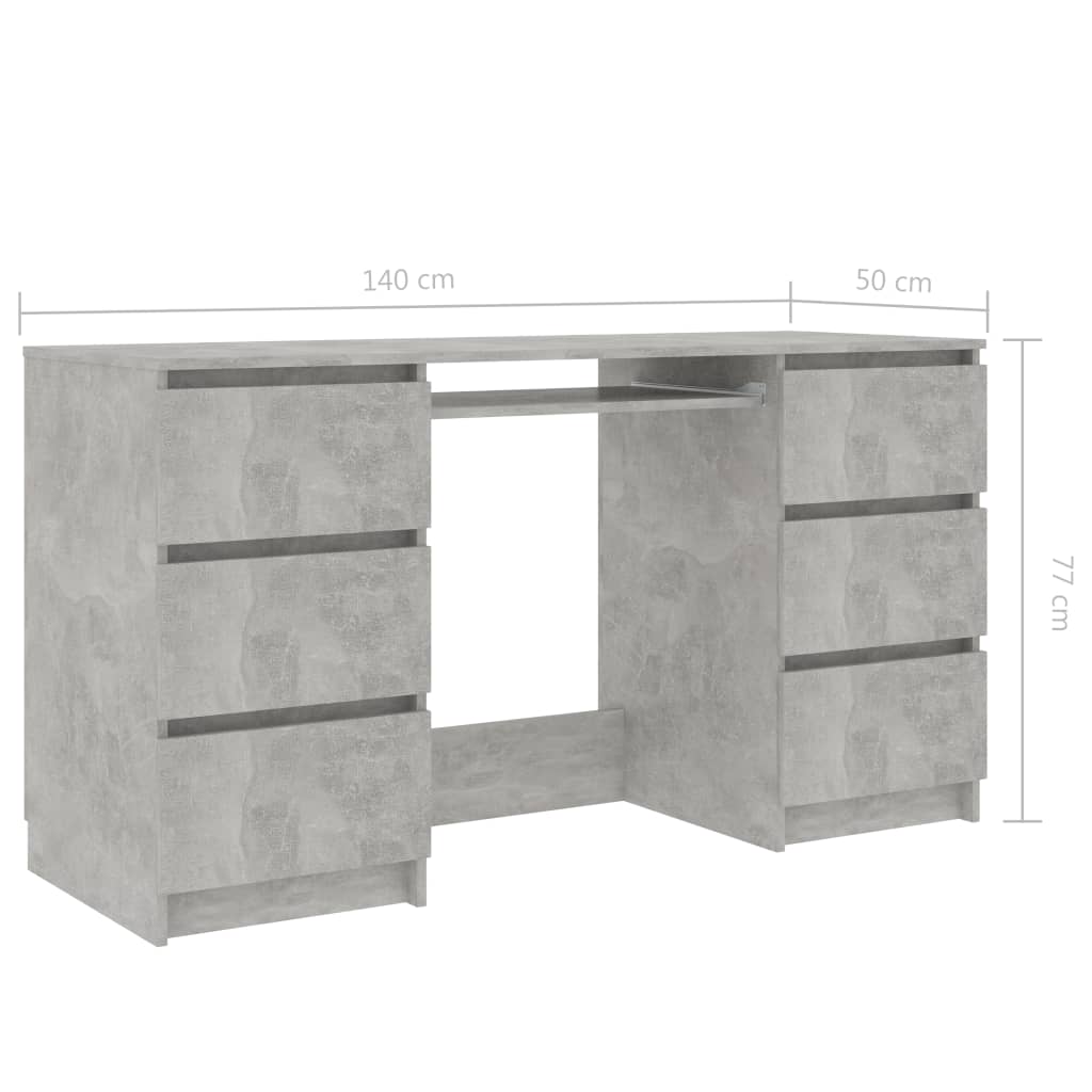 Betonszürke forgácslap íróasztal 140 x 50 x 77 cm
