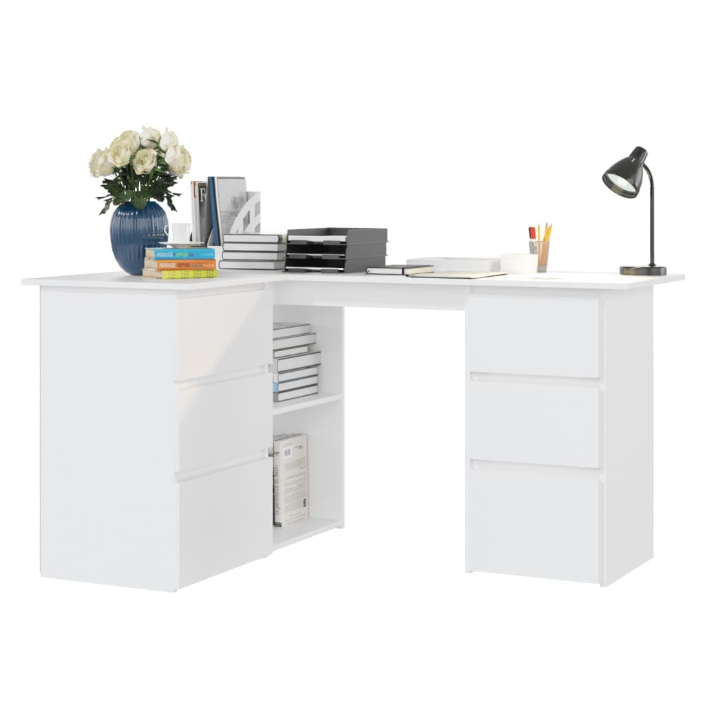 Fehér forgácslap sarok íróasztal 145 x 100 x 76 cm Fehér forgácslap sarok íróasztal 145 x 100 x 76 cm