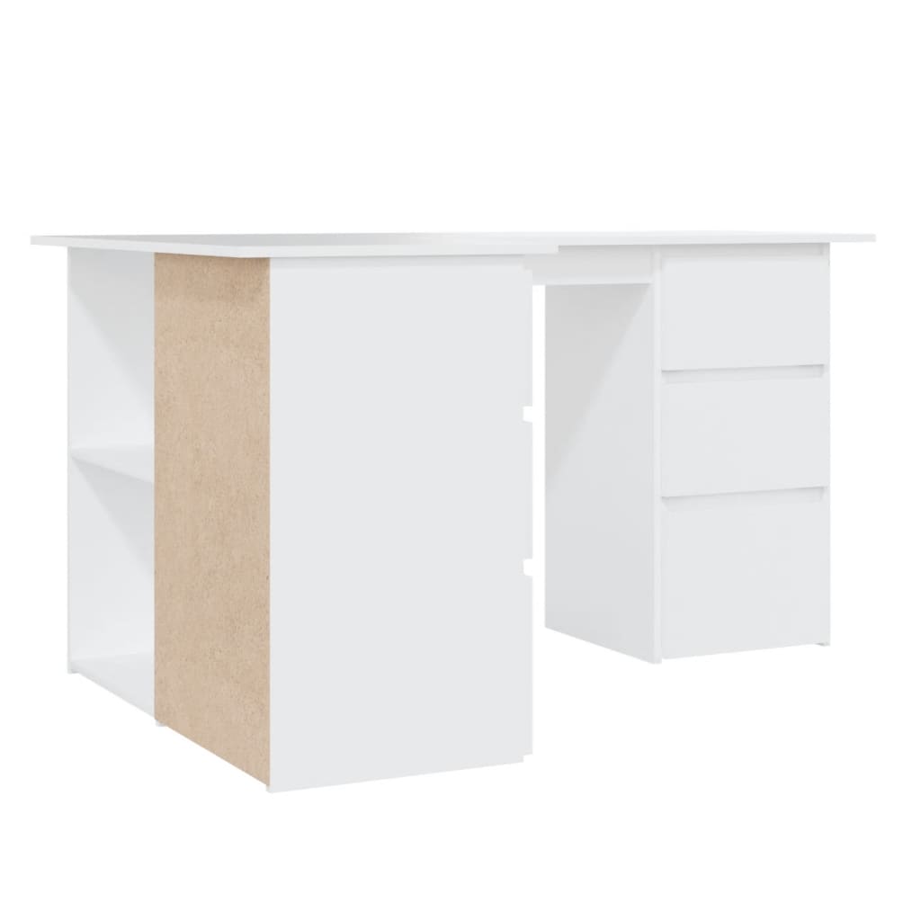 Fehér forgácslap sarok íróasztal 145 x 100 x 76 cm Fehér forgácslap sarok íróasztal 145 x 100 x 76 cm