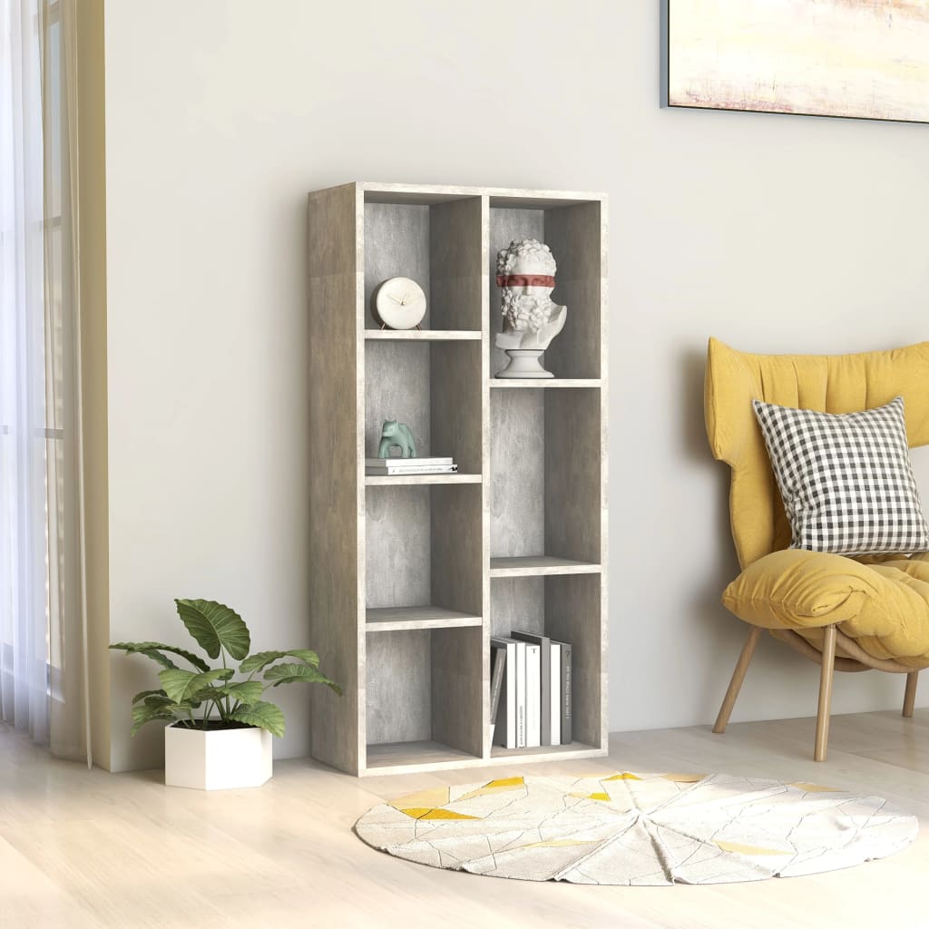 Betonszürke forgácslap könyvszekrény 50 x 25 x 106 cm