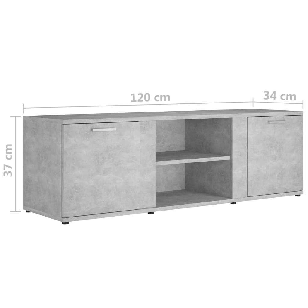 Betonszürke forgácslap tv-szekrény 120 x 34 x 37 cm Betonszürke forgácslap tv-szekrény 120 x 34 x 37 cm