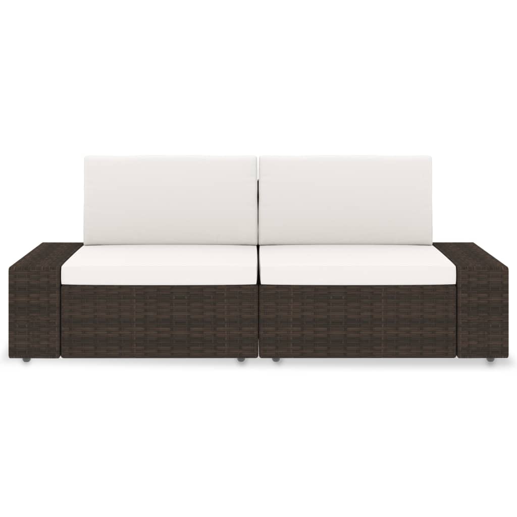 2 személyes barna elemes polyrattan kanapé