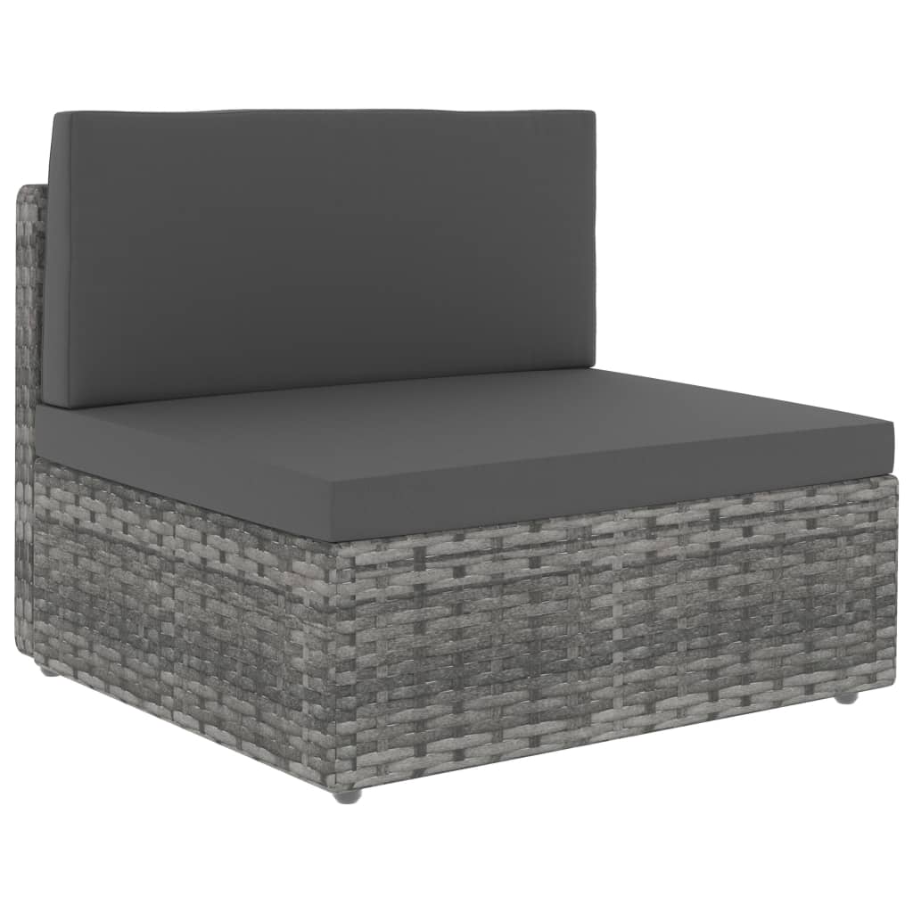 Szürke polyrattan középső kanapéelem