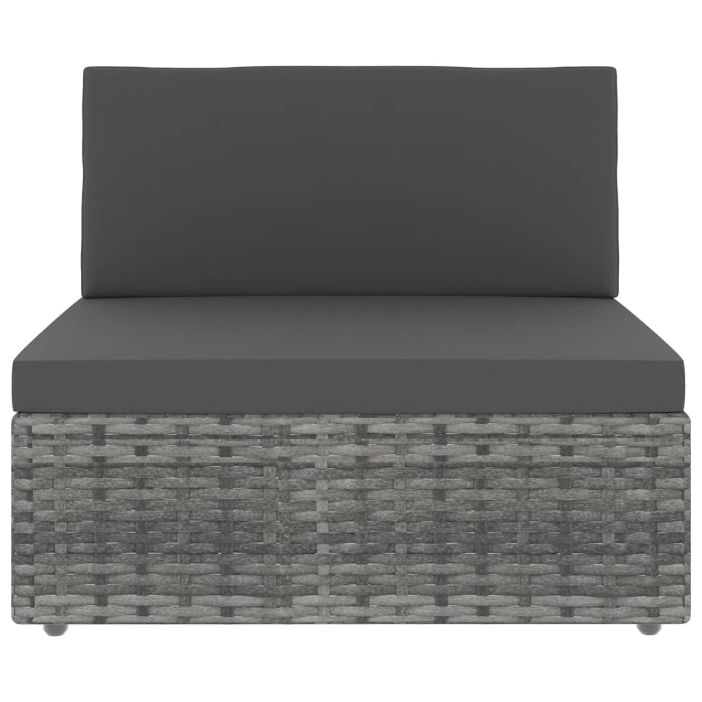 Szürke polyrattan középső kanapéelem