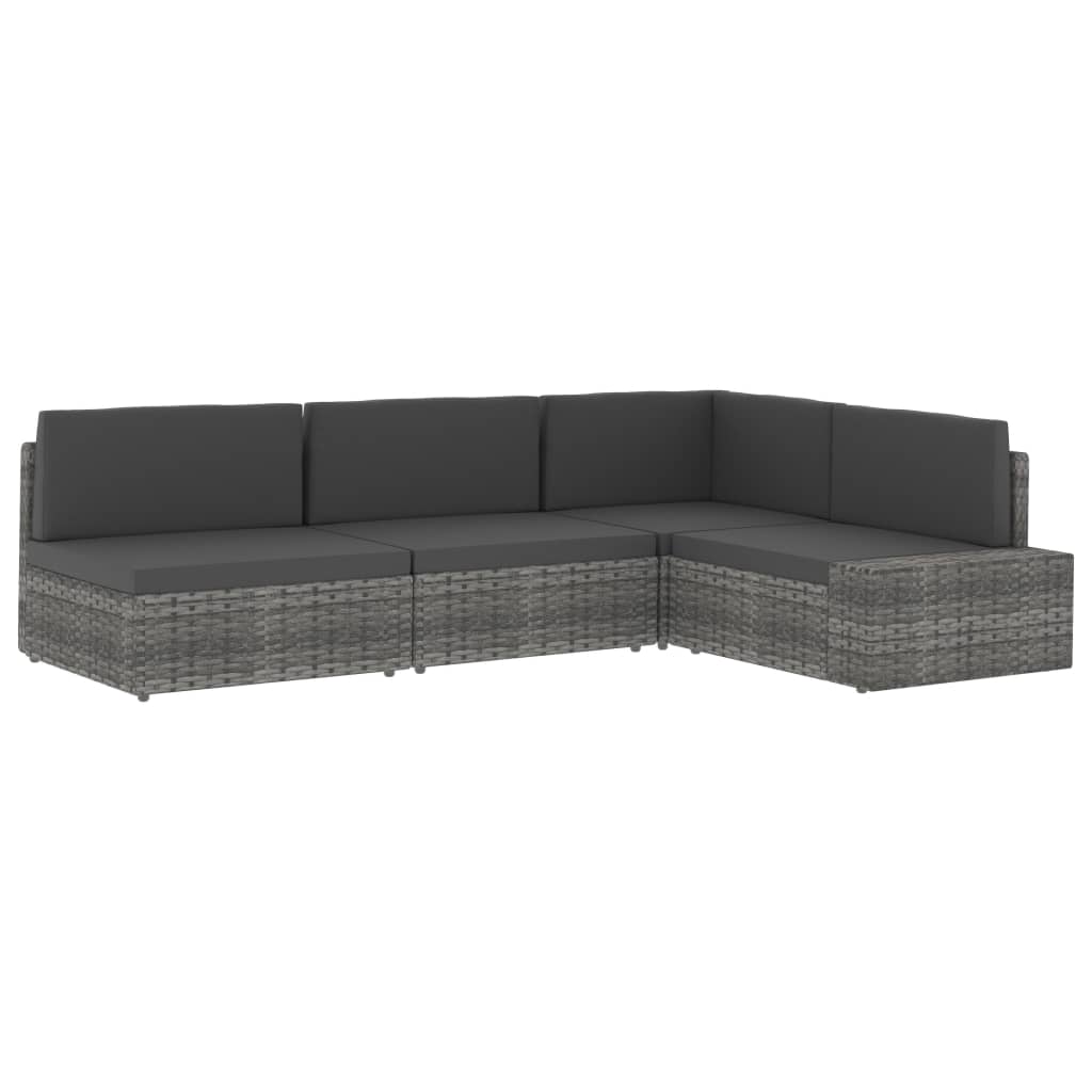 Szürke polyrattan középső kanapéelem