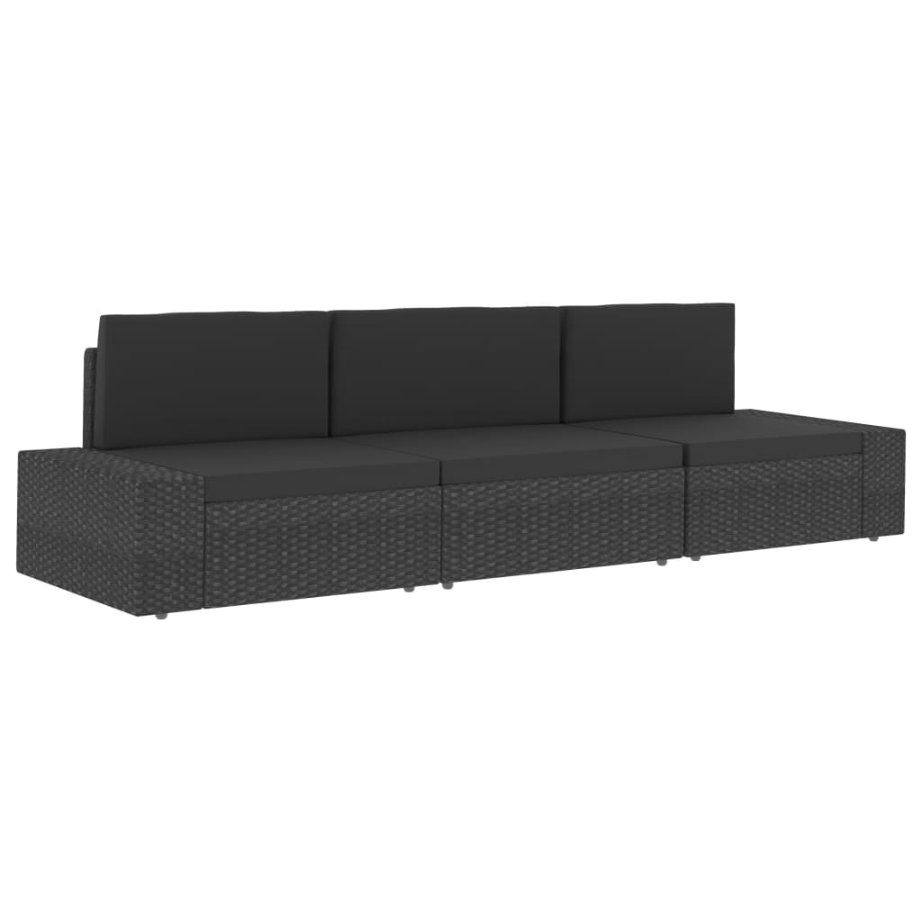 Szürke polyrattan középső kanapéelem