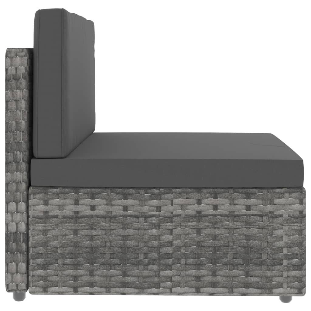 Szürke polyrattan középső kanapéelem