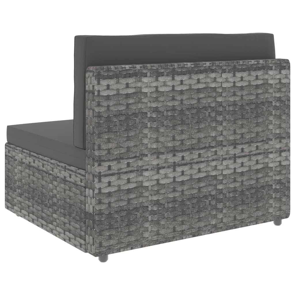Szürke polyrattan középső kanapéelem
