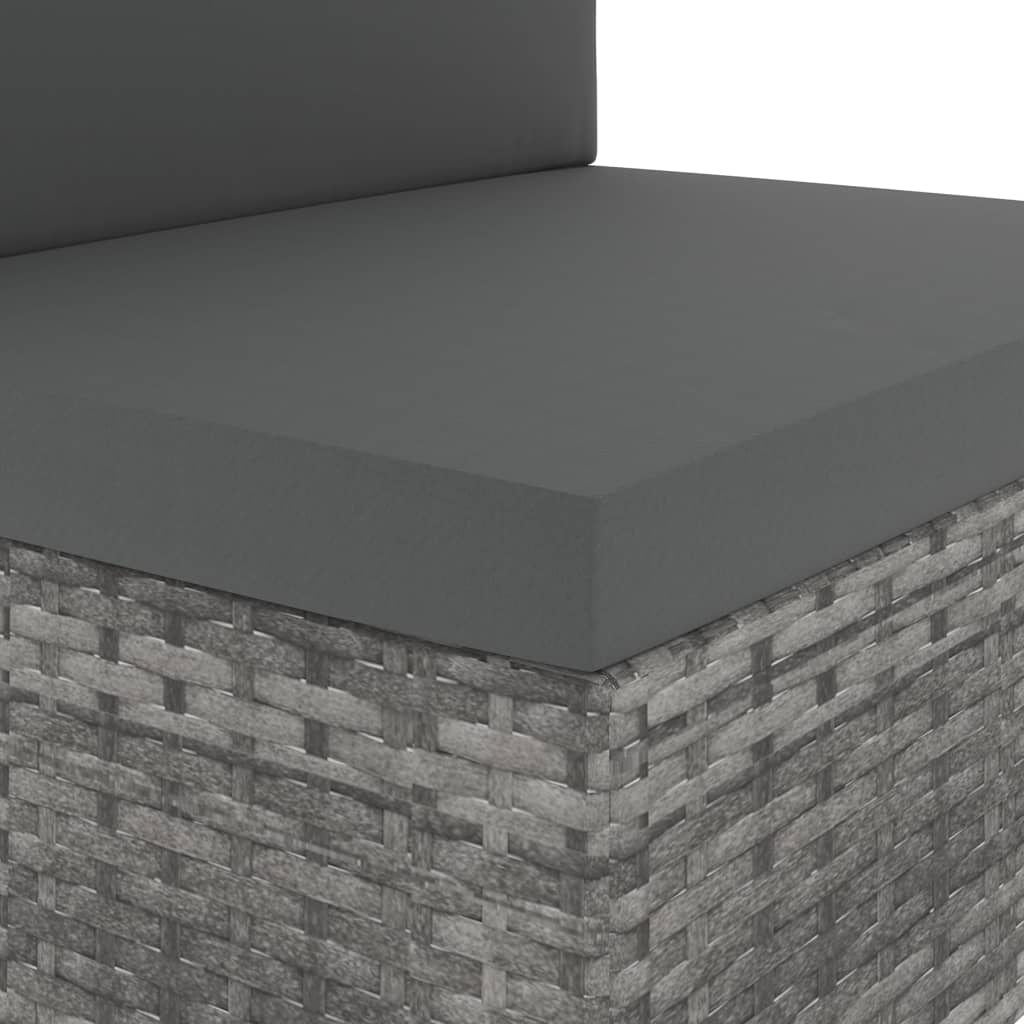 Szürke polyrattan középső kanapéelem