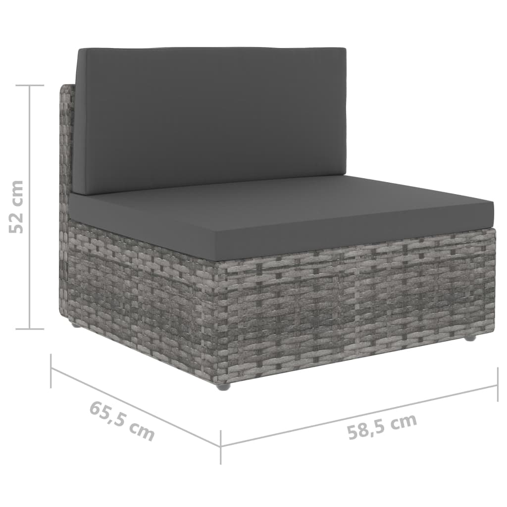 Szürke polyrattan középső kanapéelem