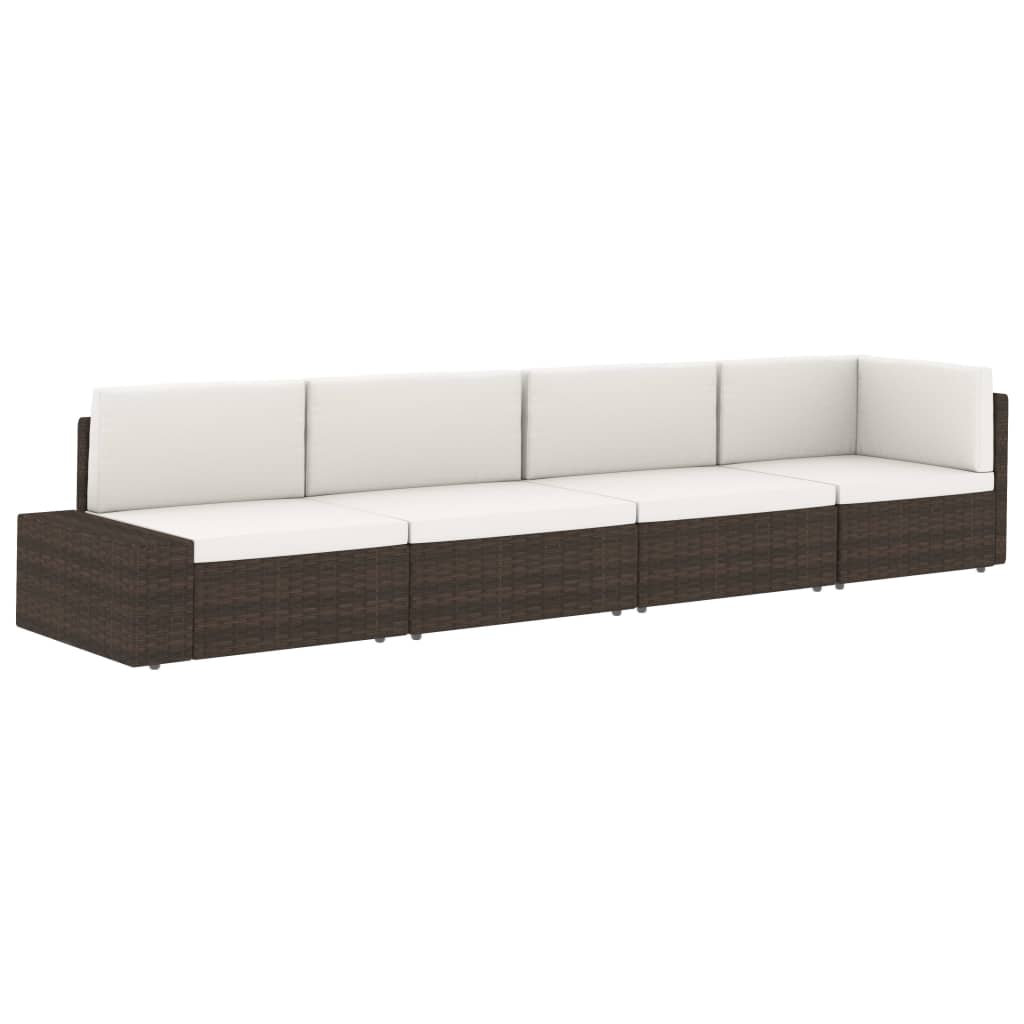 Szürke polyrattan középső kanapéelem