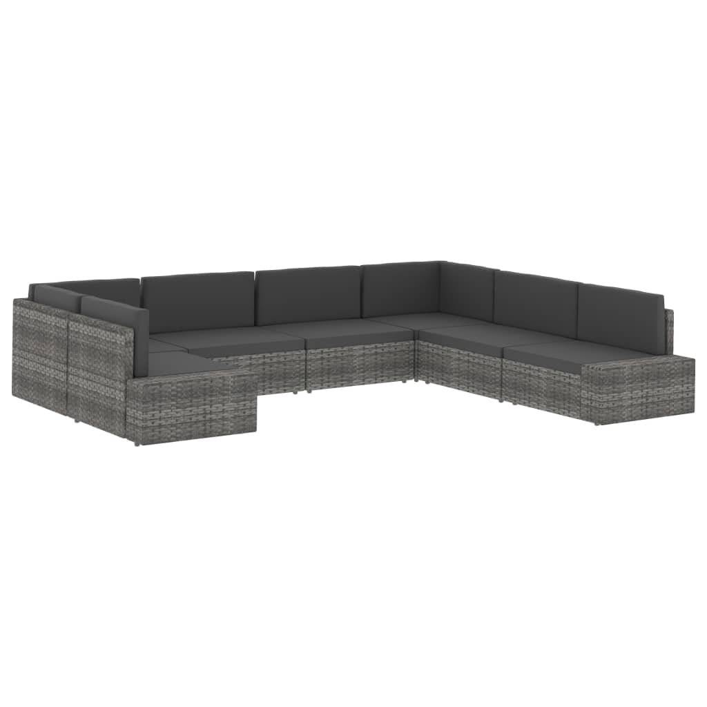 Szürke polyrattan középső kanapéelem