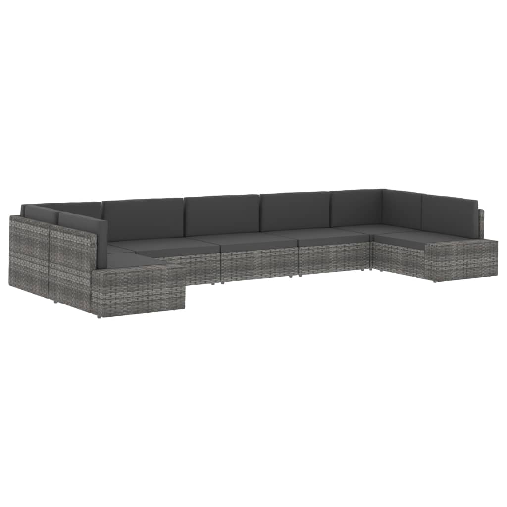 Szürke polyrattan középső kanapéelem