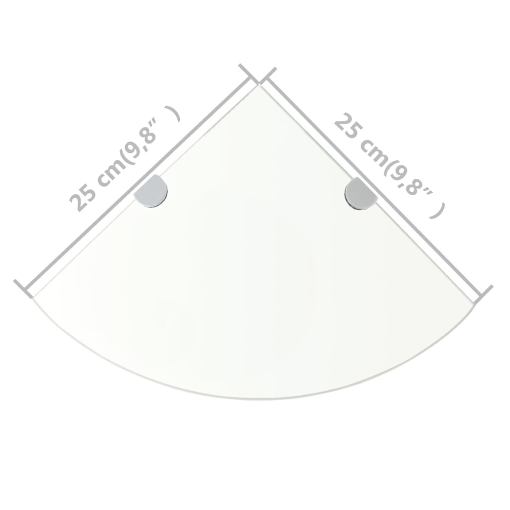 2 db átlátszó üveg sarokpolc krómtartóval 25 x 25 cm