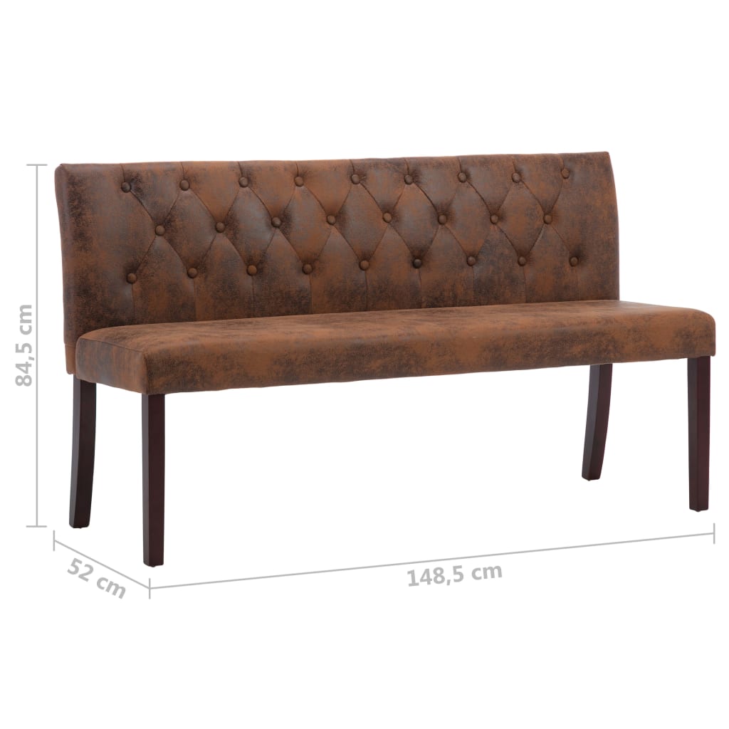 Barna művelúr pad 148,5 cm