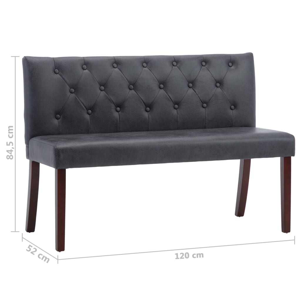 Szürke művelúr pad 120 cm
