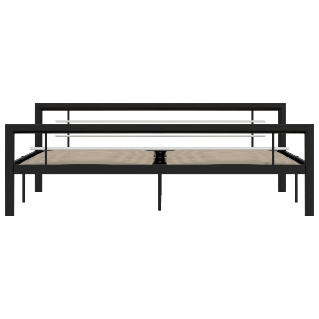 Fekete és fehér fém ágykeret 180 x 200 cm