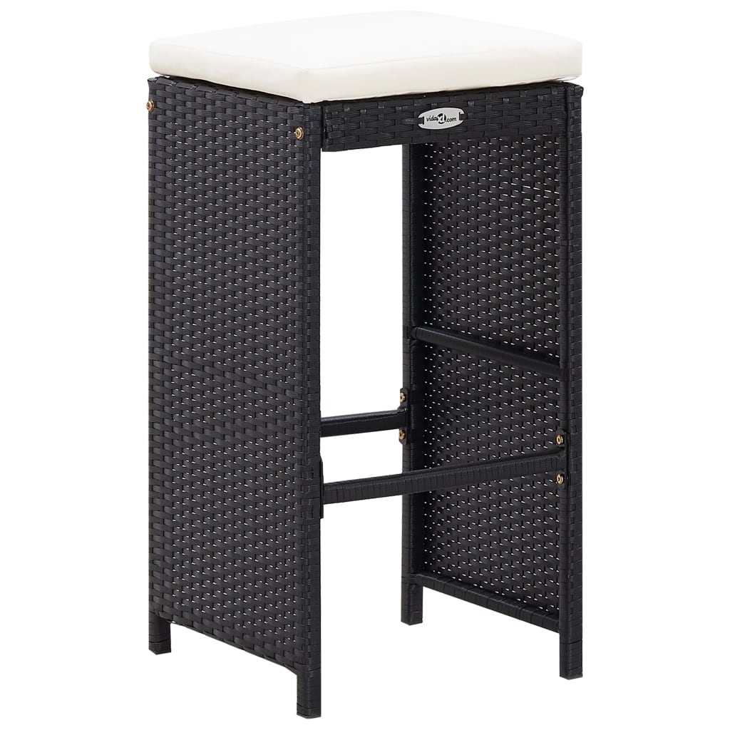 9-részes fekete kültéri polyrattan bárszett
