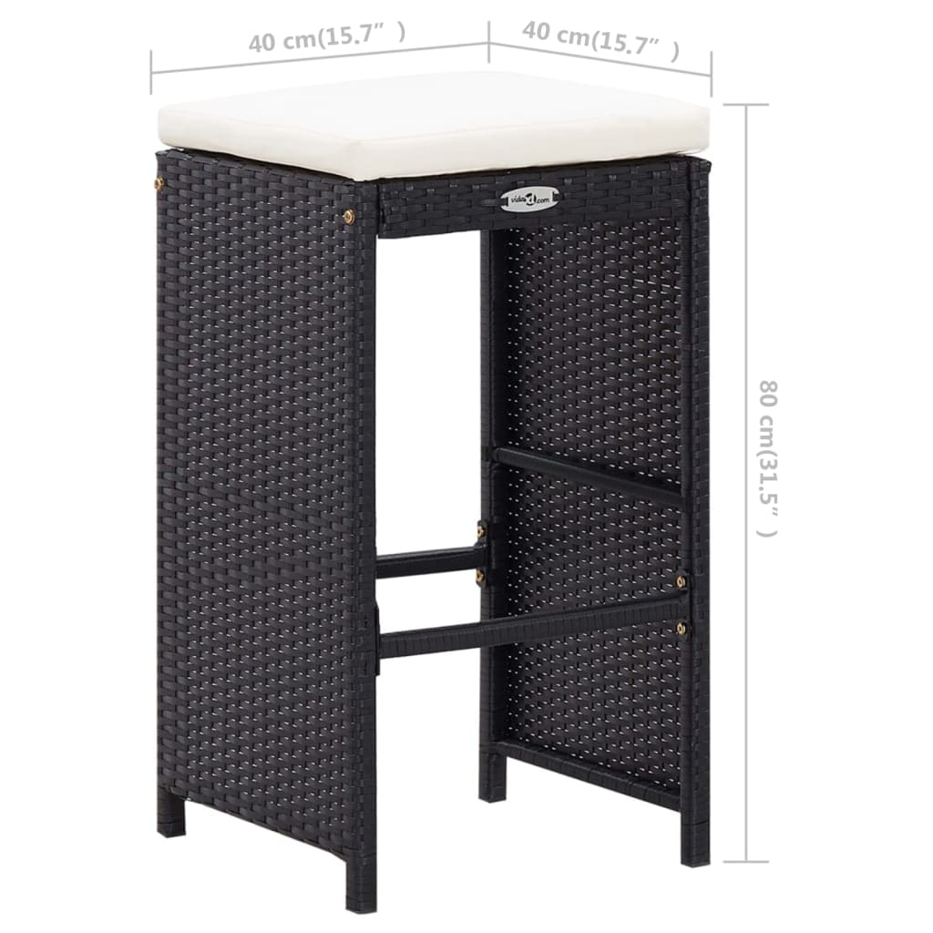9-részes fekete kültéri polyrattan bárszett