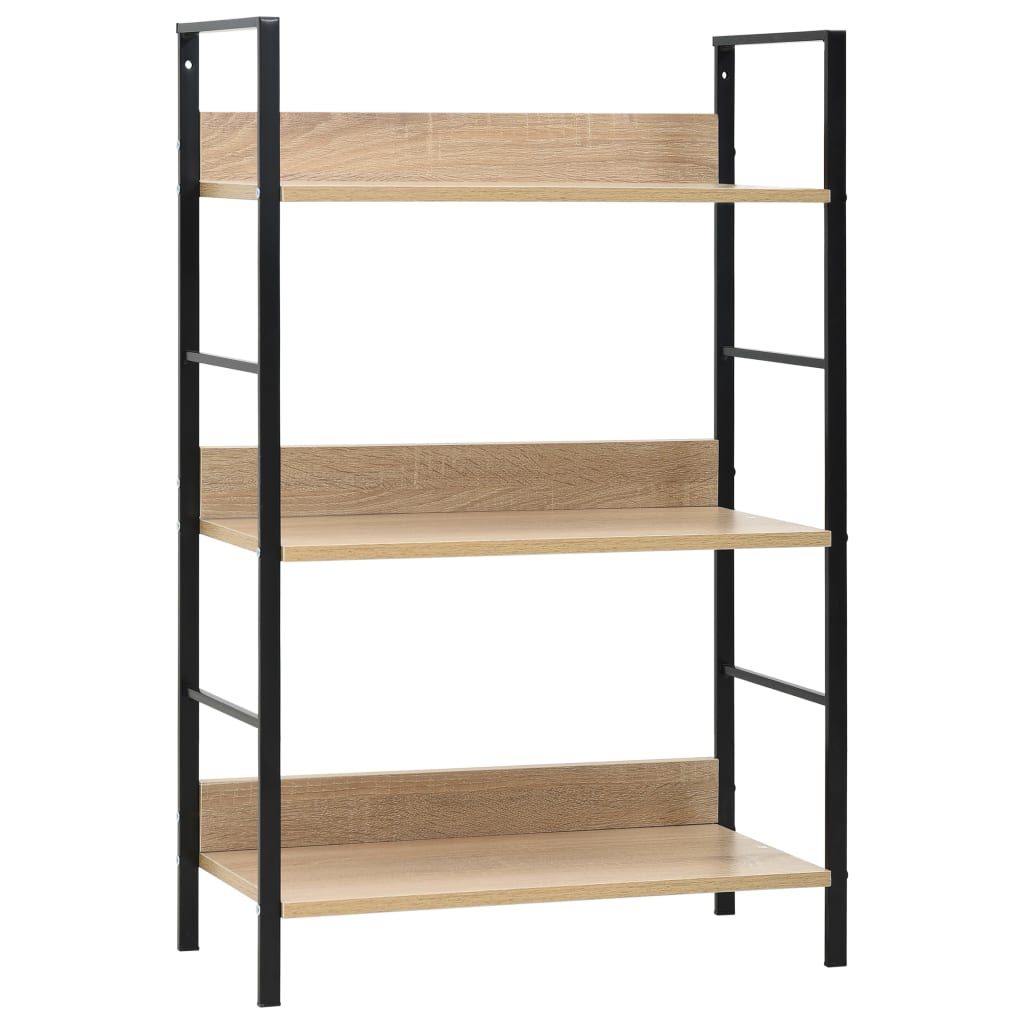 3 szintes tölgyszínű forgácslap könyvespolc 60 x 27,6 x 90,5 cm