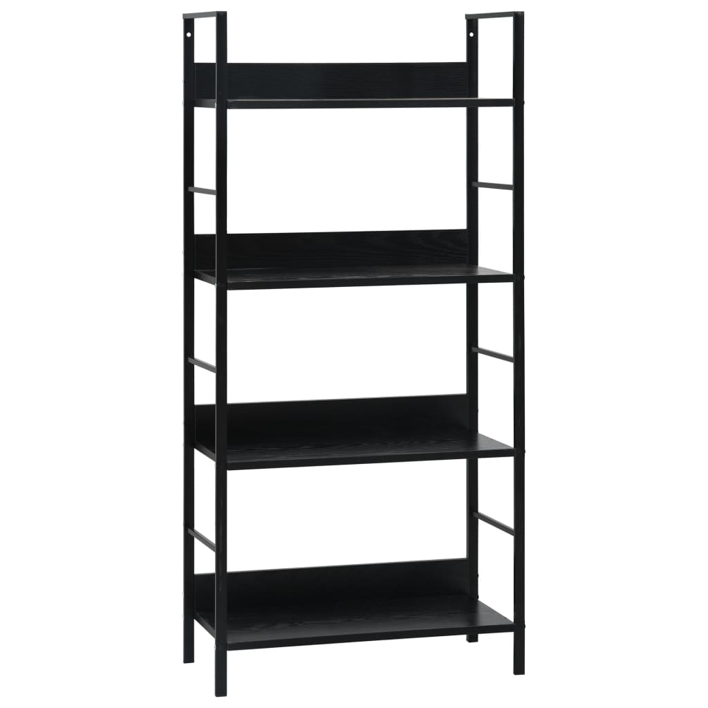 4 szintes fekete forgácslap könyvespolc 60 x 27,6 x 124,5 cm