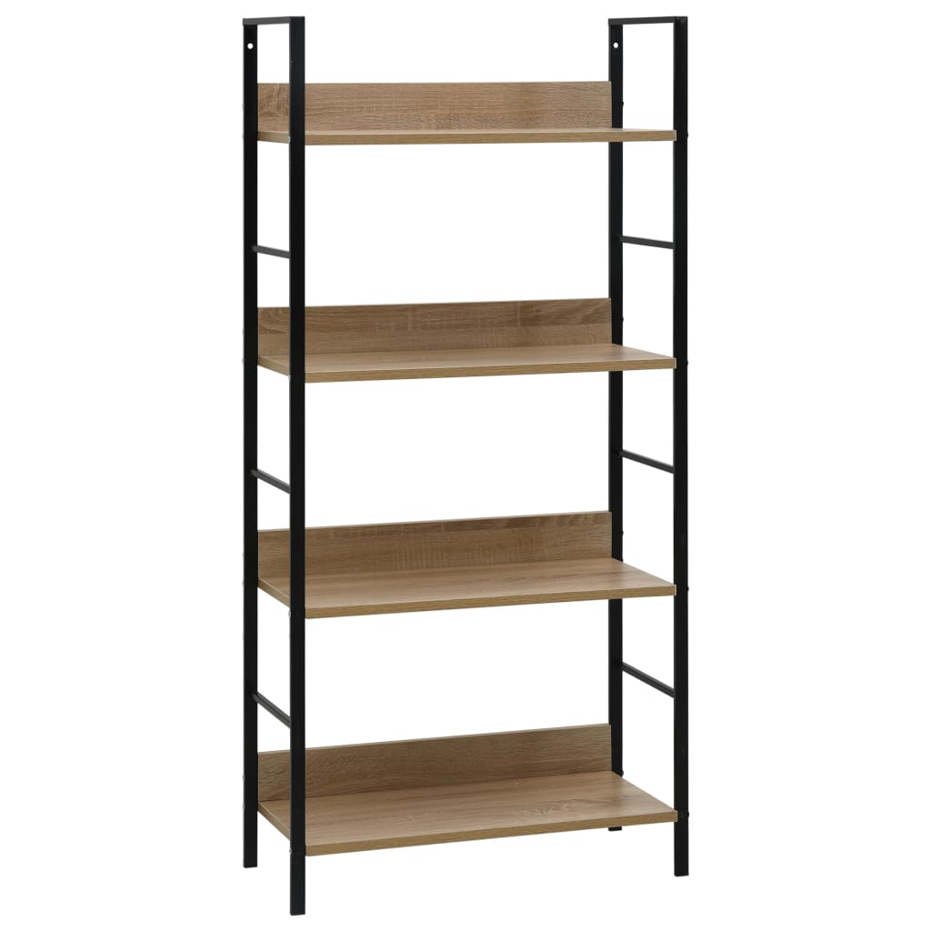 4 szintes tölgyszínű forgácslap könyvespolc 60 x 27,6 x 124,5 cm