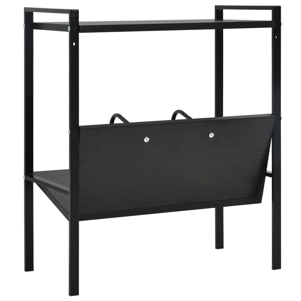 2-szintes fekete forgácslap könyvespolc 52 x 28 x 59 cm