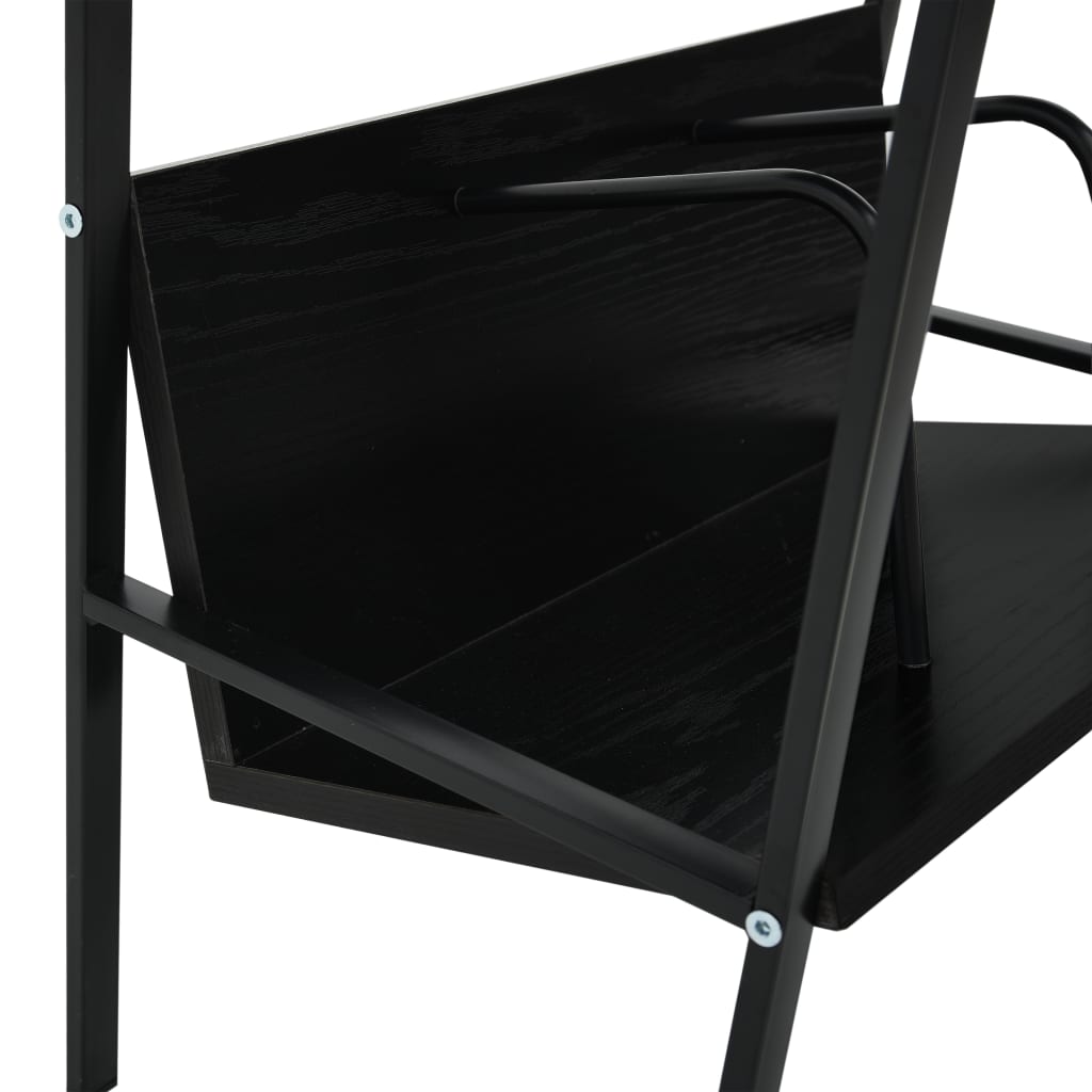 2-szintes fekete forgácslap könyvespolc 52 x 28 x 59 cm