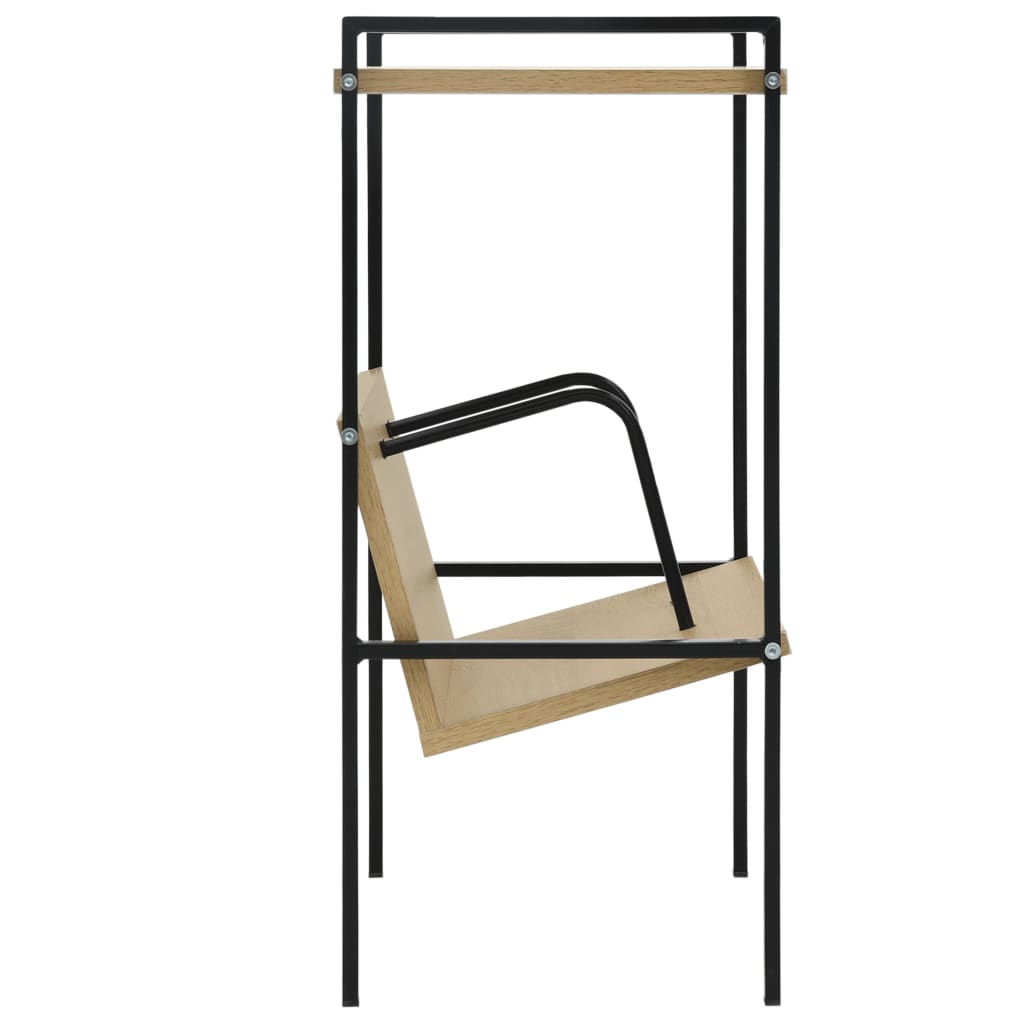 2-szintes fekete és tölgy forgácslap könyvespolc 52x28x59 cm
