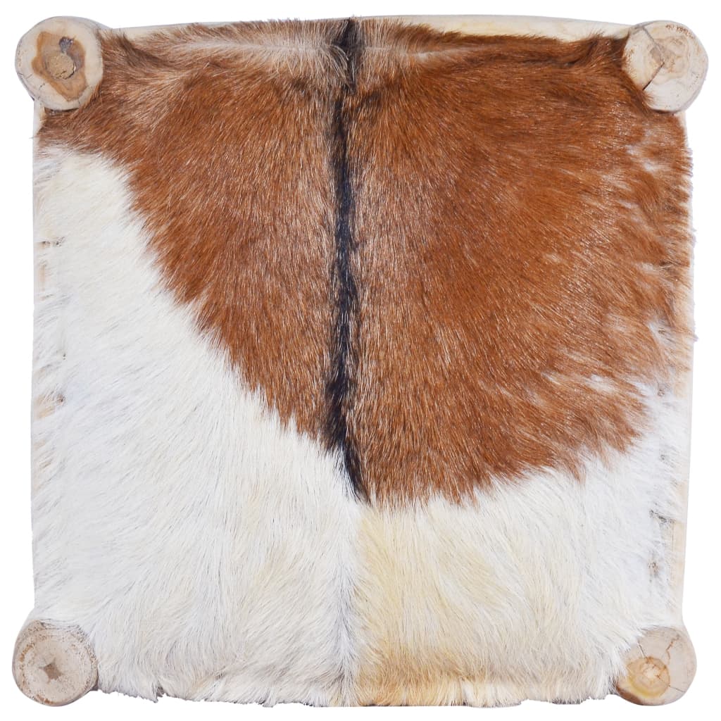 Valódi kecskebőr és tömör tíkfa bárszék