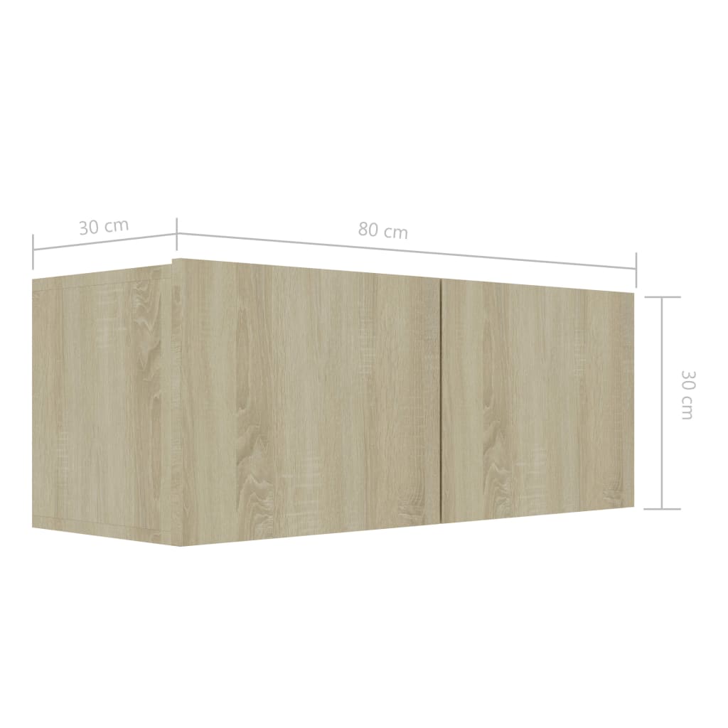 Sonomatölgy színű forgácslap tv-szekrény 80 x 30 x 30 cm
