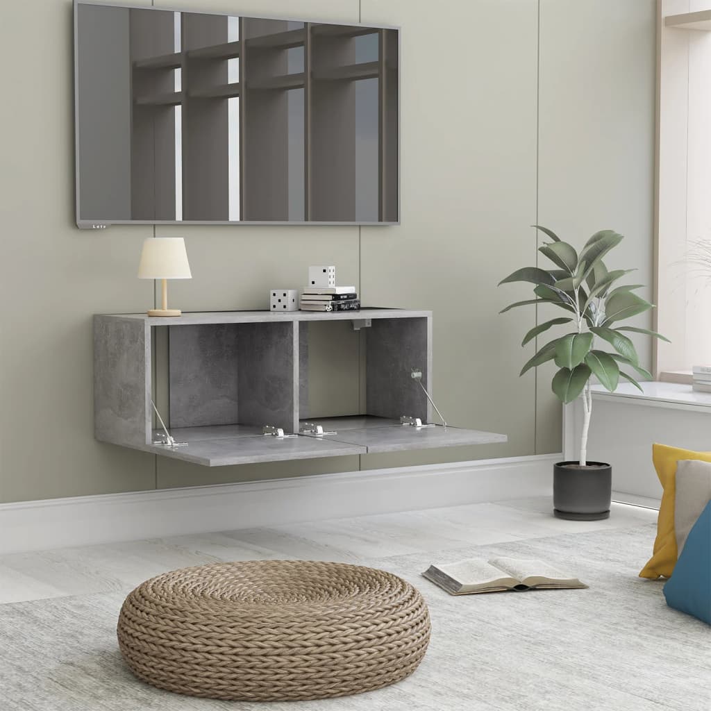 Betonszürke forgácslap tv-szekrény 80 x 30 x 30 cm