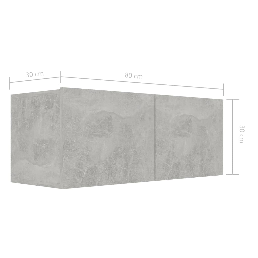 Betonszürke forgácslap tv-szekrény 80 x 30 x 30 cm