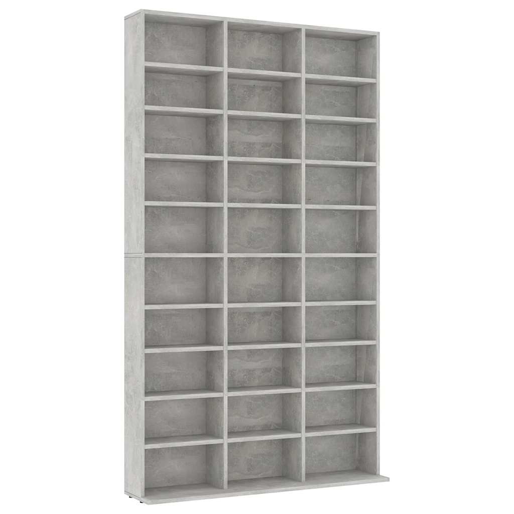 Betonszürke szerelt fa cd-szekrény 102 x 16 x 177,5 cm