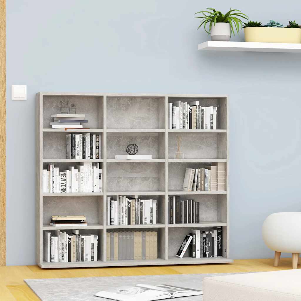 Betonszürke forgácslap cd-tartó szekrény 100 x 23 x 89,5 cm