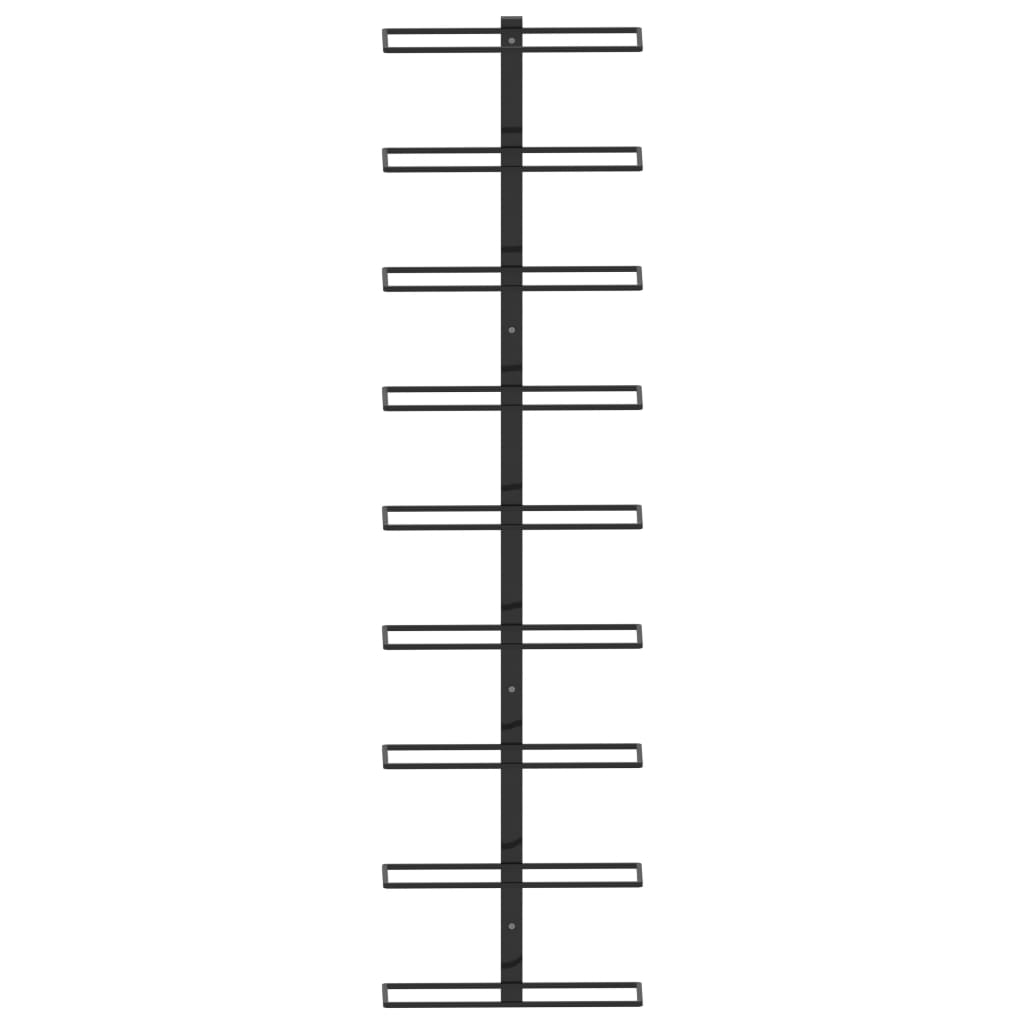 Fekete vas falra szerelhető bortartó állvány 9 palacknak
